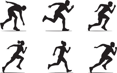 Running people silhouettes