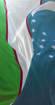 Flag of Uzbekistan. 4K Vertical. Loop