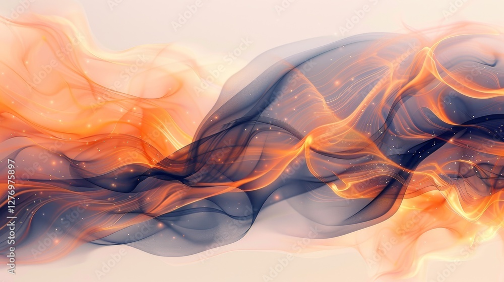 Poster abstract design showcasing flowing fabric in warm tones creating a vibrant visual effect