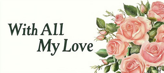 Romantic Mother's Day Card Design Featuring Soft Pink Roses and Elegant Script Message