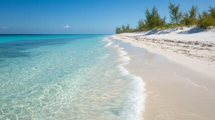 Fototapeta premium Serene Tropical Beach with Crystal Clear Water and White Sand