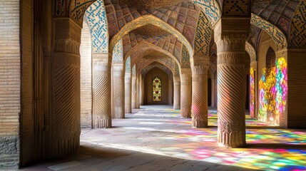 Naklejka premium Colorful Light Reflections in Historic Islamic Architecture Interior
