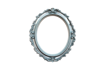 Elegant Silver Oval Frame on Black Background,