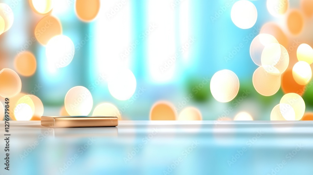 Poster a device for web or app promotion with a blurred light background for tech-themed presentations