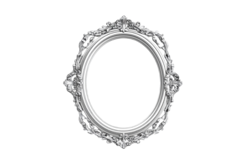 Elegant Silver Oval Frame Ornate Design Black Background