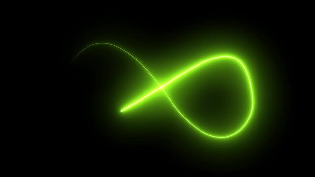 Glowing infinity sign on black background. Animation of seamless loop Neon glowing blue light isolated on black background. Eternity concept. Mathematical symbol Infinity.