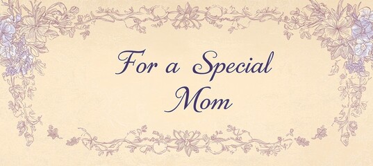 Vintage Mothers Day Card Design with Faded Beige and Lavender Tones