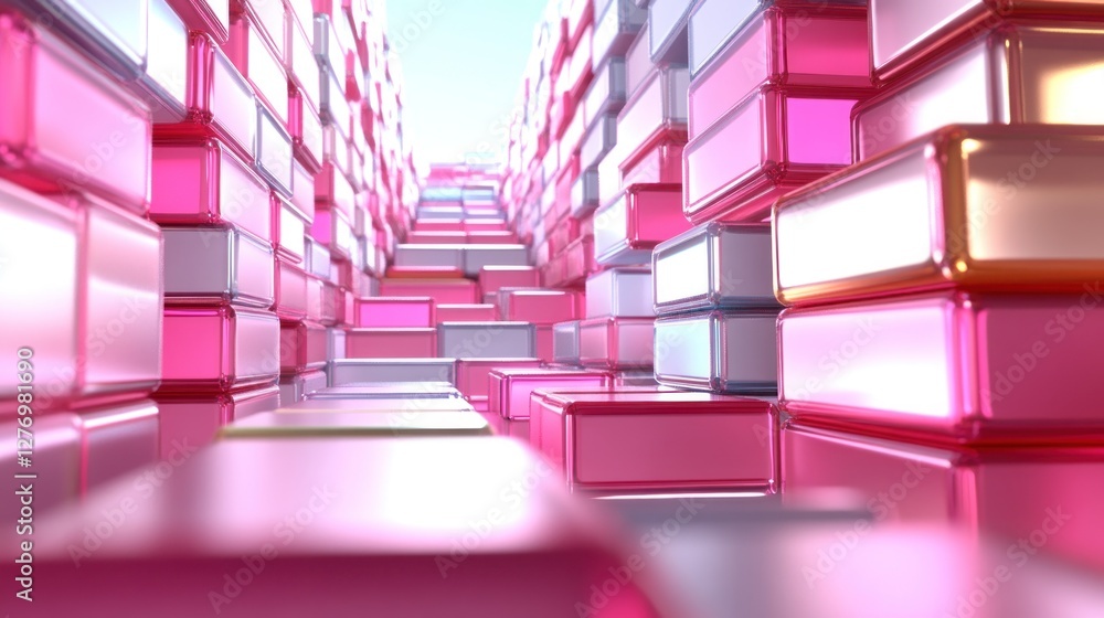 Aufkleber abstract 3d cube structure creating a modern, geometric stairway in the sky. use background