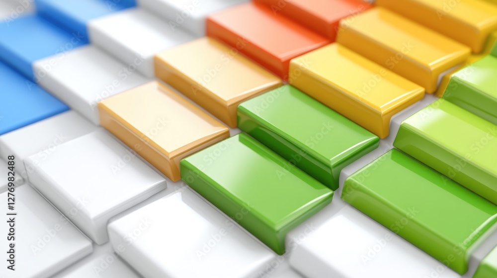 Poster abstract arrangement of colorful blocks, suggesting patterns, backgrounds, and design elements