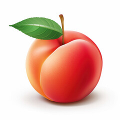 Fresh Ripe Peach on Leaf &ndash; Vibrant Summer Fruit Isolated for Healthy Organic Nutrition