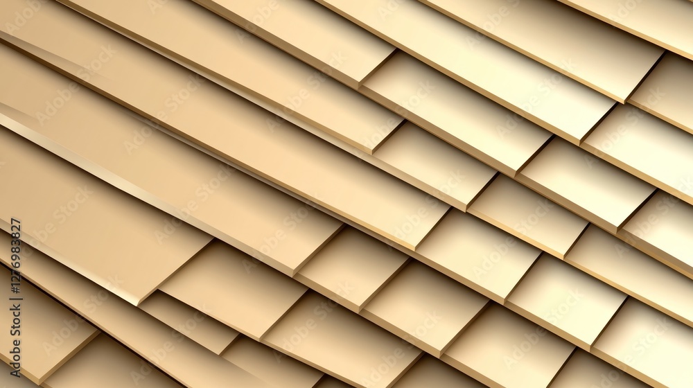 Poster abstract cascading pattern with golden rectangle plates for background, texture, cover design
