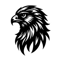 Obraz premium Falcon Head Silhouette SVG, Black Bird of Prey Vector Art, Minimalist Hawk Logo Design