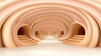 Obraz premium Abstract cavern tunnel. Smooth organic shapes could be bone, wood, or stone. Use for backgrounds