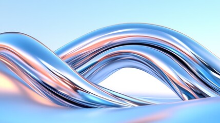 Abstract chrome waves. Chrome, texture, reflection. Background for presentations, wallpaper, ads