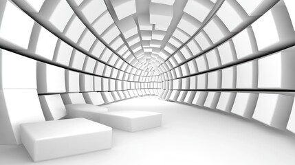 Fototapeta premium Abstract corridor with light at the end, in an architectural structure used for concepts