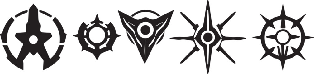 Set of minimalistic futuristic elements. Hand drawn vector illustration	