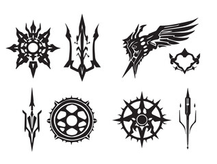 Set of minimalistic futuristic elements. Hand drawn vector illustration	