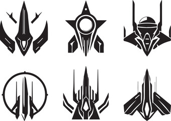 Set of minimalistic futuristic elements. Hand drawn vector illustration	