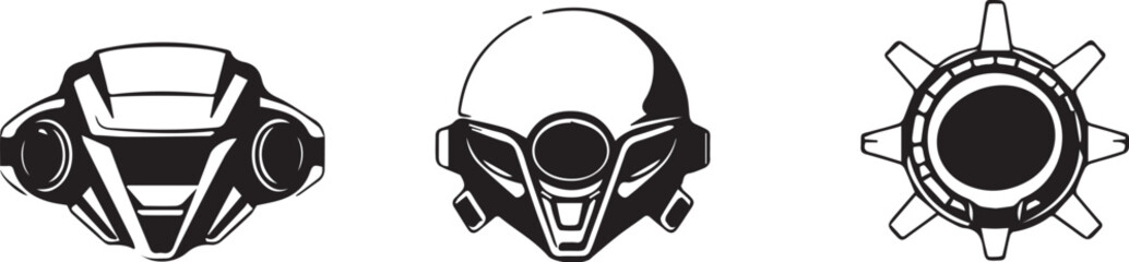 Set of minimalistic futuristic elements. Hand drawn vector illustration	