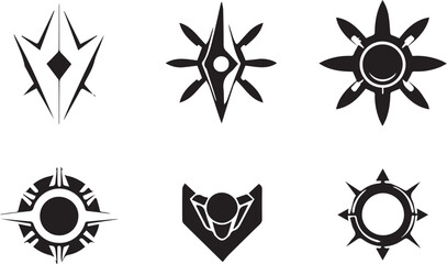 Set of minimalistic futuristic elements. Hand drawn vector illustration	