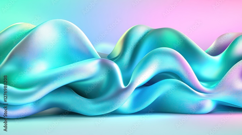 Poster abstract fluid iridescent shapes on a soft pastel background for modern design elements