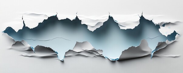 Torn paper with jagged edges revealing a blue background in abstract design