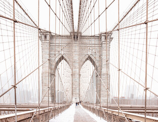  Brooklyn Bridge New York on a snowy winter day