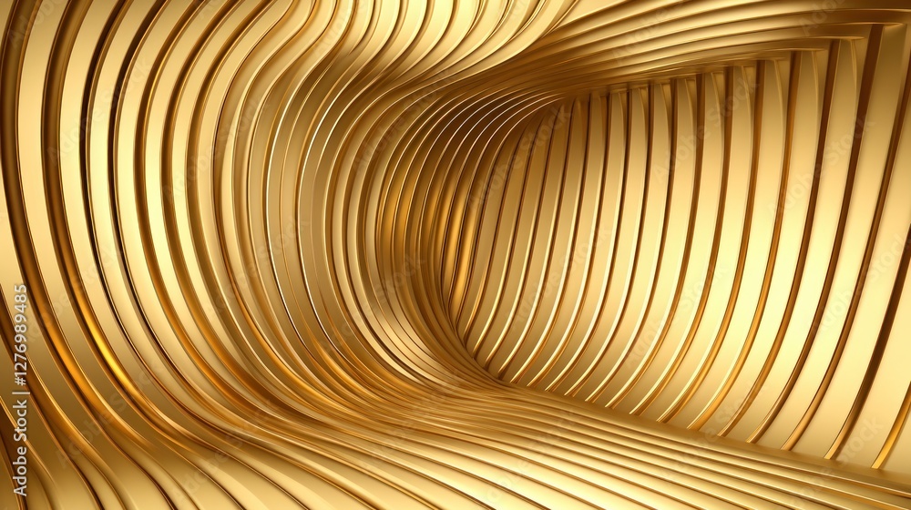 Poster abstract golden wave structure for creative backdrop, 3d render as elegant background
