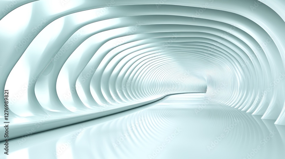 Poster abstract illuminated futuristic tunnel perspective. modern architectural design for sci-fi backgroun