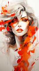 Fashion portrait of a beautiful woman with bright make-up and red lips.