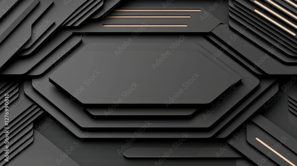 Poster abstract layered hexagon shapes design background for product showcase or presentation