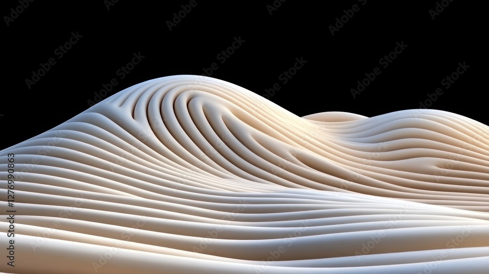 Poster abstract layered waves create a topographic landscape against a dark background for artistic visual
