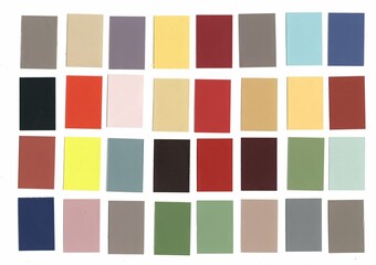 A montage of colour paper swatches on a white background.