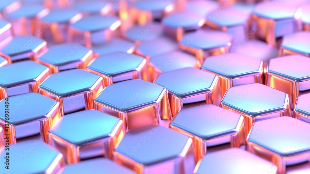 Poster abstract metallic hexagon tiles pattern for science, technology, future concept background