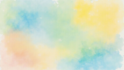 Pastel Watercolor Wash Background Soft Blue, Yellow, and Peach Hues