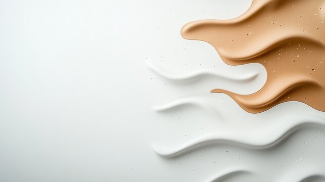 An artistic representation of flowing colors in shades of white and tan, creating an elegant backdrop that communicates elegance and abstraction in simplicity.