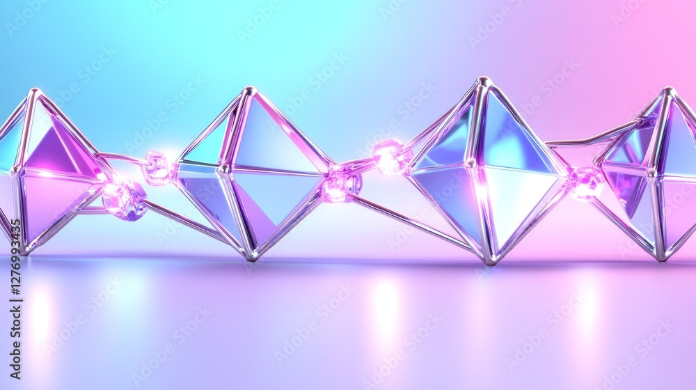Poster abstract polygonal structure with futuristic glowing background for technology mockups