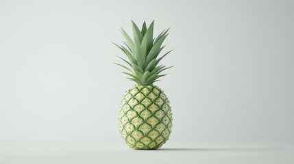 Fresh pineapple with green leaves on white background