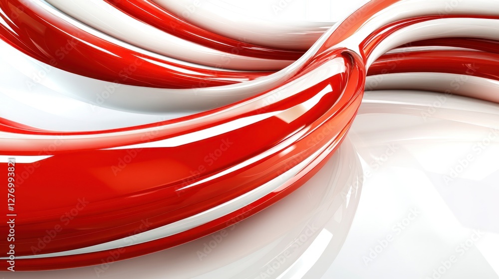 Poster abstract red and white swirl on white background for product display or design elements