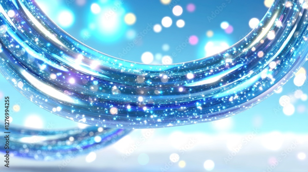 Poster abstract rings with glowing particles creating a futuristic background for presentations