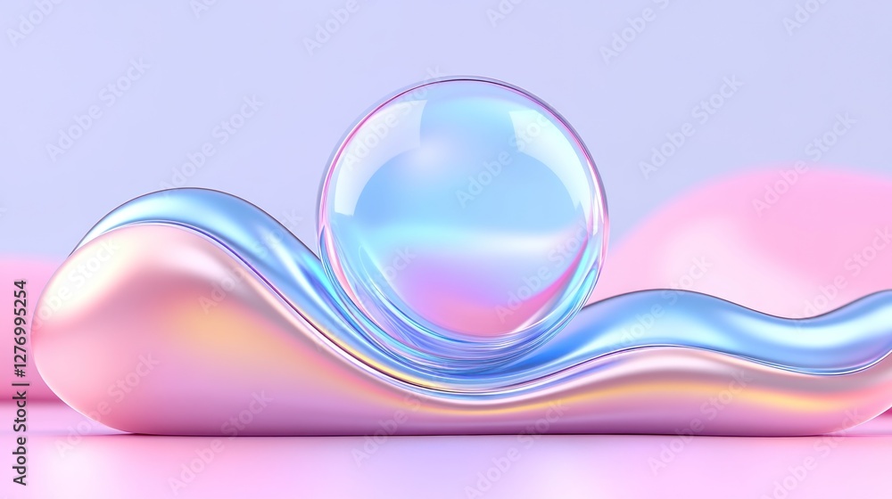 Poster abstract spherical object on wave form for presentation templates and creative designs