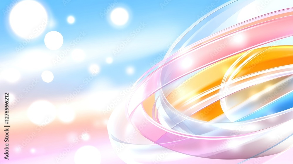 Poster abstract translucent shapes on sky background for web design or presentation