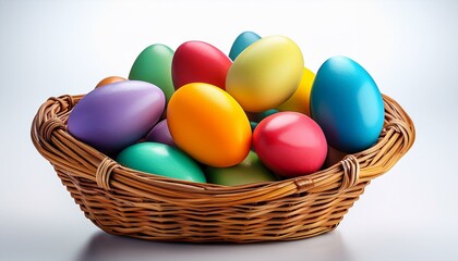Naklejka premium Cesta de ovos de páscoa em fundo branco