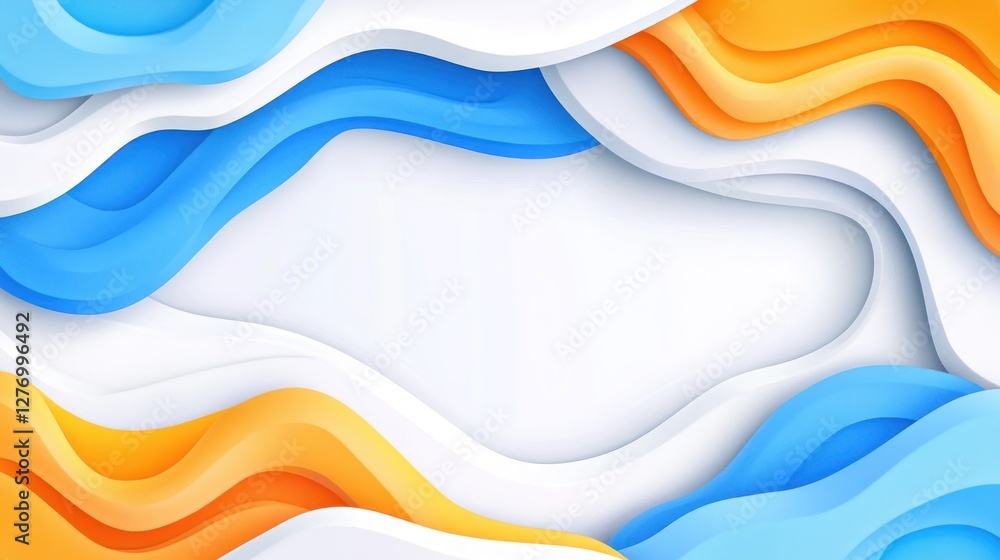 Poster abstract vibrant layered waves graphic, artistic fluid shapes background for design template use
