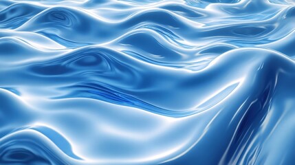 Fototapeta premium Shiny blue liquid waves creating a calm and serene abstract background