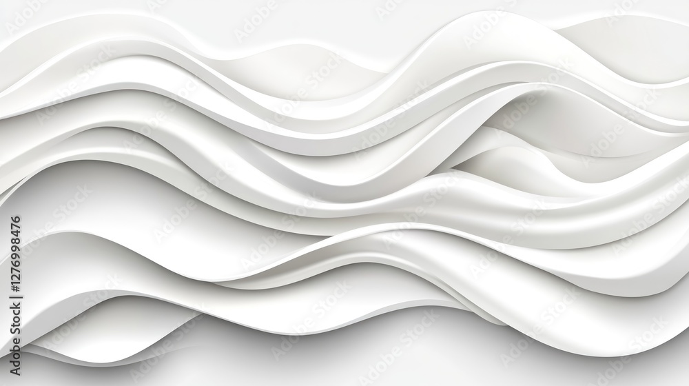 Aufkleber abstract wavy white layers background pattern. soft organic texture for graphics