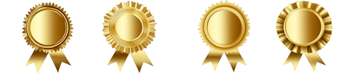 Gold Award Badges with Ribbons