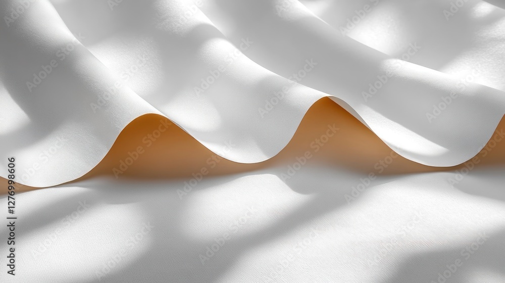 Poster abstract white fabric drapes with soft shadows for luxury product display or website background