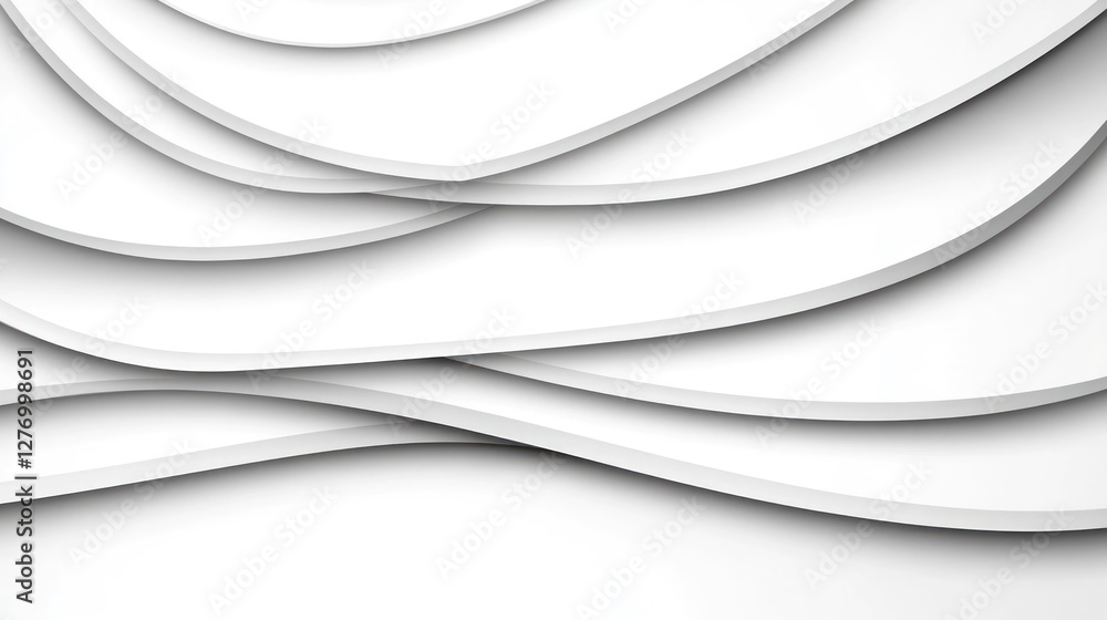 Poster abstract white layered paper waves for graphic design element and elegant modern background