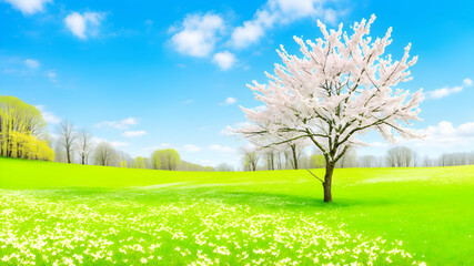 Obraz premium spring landscape with trees